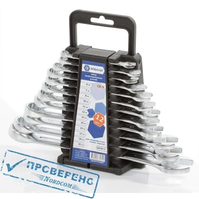 Набор ключей комбинированных КОБАЛЬТ 020104-12 (12 шт.) держатель
