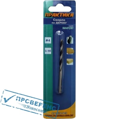 Сверло по дереву 4х80 мм серия Мастер ПРАКТИКА