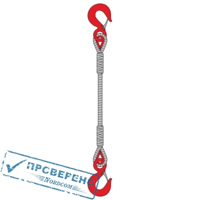 Строп канатный 1СК, г/п 1,0т, длина 3000мм, д. 11,0мм (крюк-крюк)