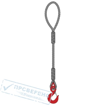 Строп канатный 1СК, г/п 1,25т, длина 5500мм, д. 12мм (петля-крюк)