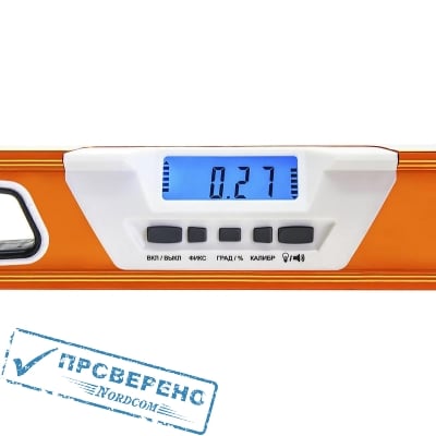 Уровень строительный цифровой ПРАКТИКА серия Эксперт 600 мм, профиль 28 x 66 мм, 2 глаз, 1 ручка, точность 0,5 мм/м