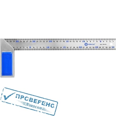 Угольник КОБАЛЬТ столярный 350 мм, нерж.сталь ,чугунное основание