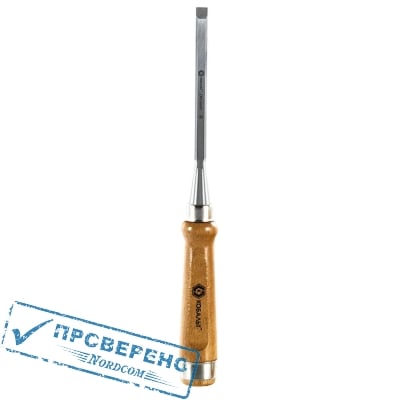 Стамеска плоская КОБАЛЬТ 6 х 140 мм, CR-V, деревянная рукоятка (1 шт.) подвес