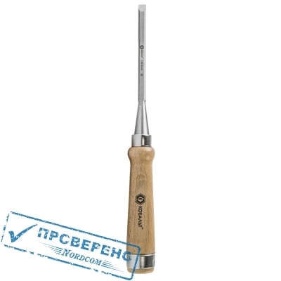 Стамеска плоская КОБАЛЬТ 8 х 140 мм, CR-V, деревянная рукоятка (1 шт.) подвес