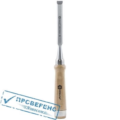 Стамеска плоская КОБАЛЬТ 14 х 140 мм, CR-V, деревянная рукоятка (1 шт.) подвес