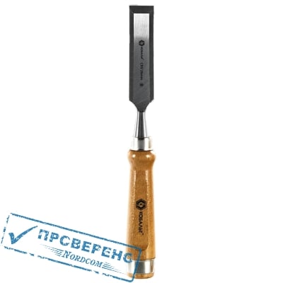 Стамеска плоская КОБАЛЬТ 26 х 140 мм, CR-V, деревянная рукоятка (1 шт.) подвес