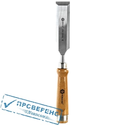 Стамеска плоская КОБАЛЬТ 30 х 140 мм, CR-V, деревянная рукоятка (1 шт.) подвес