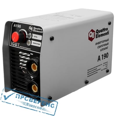 Аппарат электродной сварки, инвертор QUATTRO ELEMENTI A 190 (190 А, ПВ 60%, до 4.0 мм, 3.6 кг, 160-240 В)
