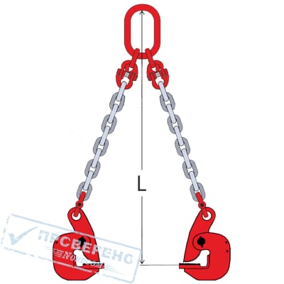 Строп цепной 2СЦ, г/п 4,25т, длина 3000мм, ц. 10мм (с горизонтальными захватами г/п 1,6 от 0-30мм)
