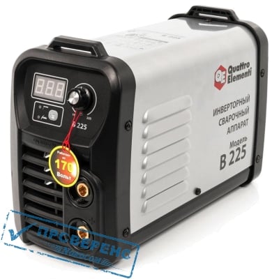 Аппарат электродной сварки, инвертор QUATTRO ELEMENTI B 225 (225 А, ПВ 80%, до 5.2 мм, 5.5 кг, Дисплей, TIG-Lift, от 170В, КЕЙС)