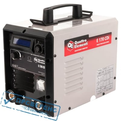 Аппарат электродной сварки, инвертор QUATTRO ELEMENTI E 170 (160 А, ПВ 100%, до 4 мм, Дисплей, TIG-Lift, 8.3 кг)