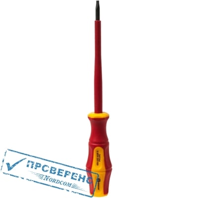 Отвертка диэлектрическая КОБАЛЬТ Ultra Grip SL 3,0 х 100 мм CR-V, двухкомпонентная рукоятка (1 шт.) подвес