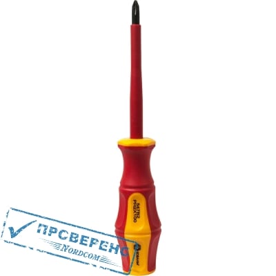 Отвертка диэлектрическая КОБАЛЬТ Ultra Grip PH-2 х 100 мм CR-V, двухкомпонентная рукоятка (1 шт.) подвес