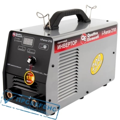 Аппарат электродной сварки, инвертор QUATTRO ELEMENTI i-FORCE 210 (200A, ПВ 100%, до 5 мм, Дисплей, TIG-Lift, работа от 170В) ПРОФИ