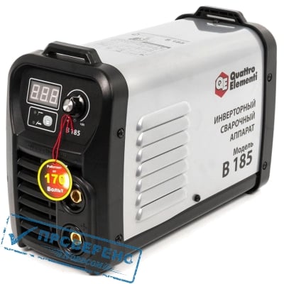 Аппарат электродной сварки, инвертор QUATTRO ELEMENTI B 185 (185 А, ПВ 80%, до 4.0 мм, 5.0 кг, Дисплей, TIG-Lift, от 170В, КЕЙС)