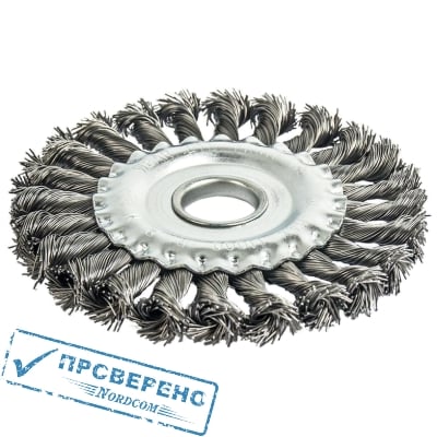 Кордщетка дисковая для УШМ (жесткий витой ворс) 125мм, ПРАКТИКА