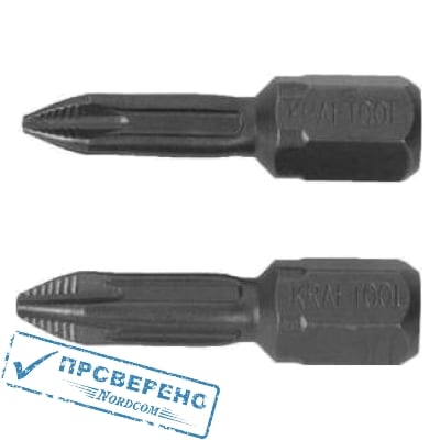 Бита РН1 25 мм кованая, система насечек NSS, 2 шт. в блистере (26121-1-25-2) (Kraftool)