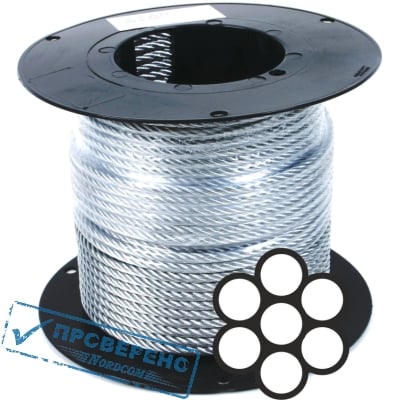 Трос оцинкованный 1,0 мм DIN 3052 (1х7+FC)