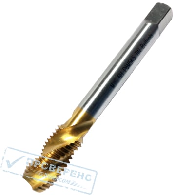 Метчик М10х1,5 машинно-ручной 6H Р6М5К5 глухой TiN винтовой L=100мм DIN371