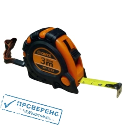 Рулетка 3м х 16мм (обрезин) ONYX (MT-3163)