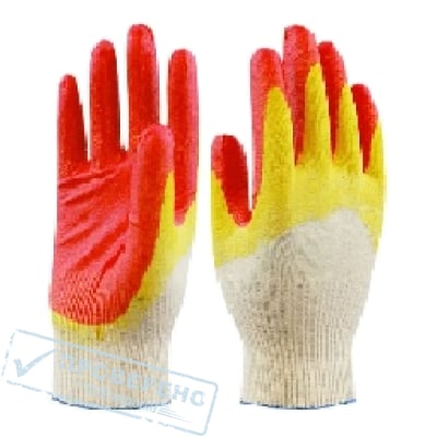 Перчатки х/б с 2м латексным обливом (красные)