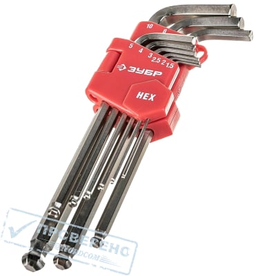 Набор ключей шестигранных Зубр, 9 шт, удлиненные с шариком